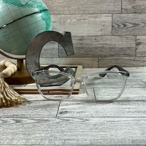 Ray Ban Progressive Readers. Clear frames. Clear on top, 2.0x on bottom.